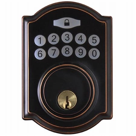 Taiwan Fu Hsing Industrial Taiwan Fu Hsing Industrial 221754 Tru-Guard Castle Electronic Deadbolt Lock; Aged Bronze 221754